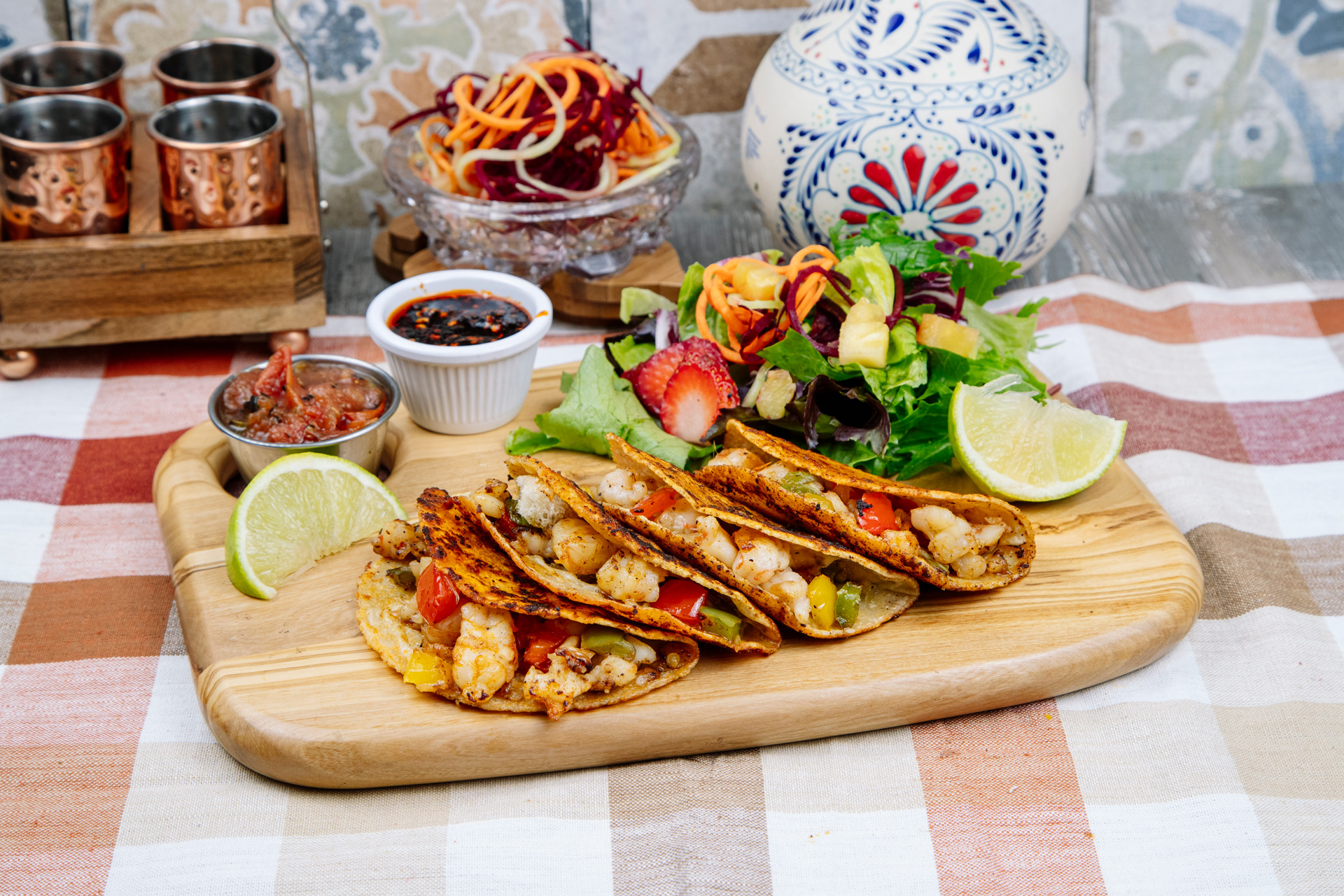 Prepared seafood entree with vivid seasonings